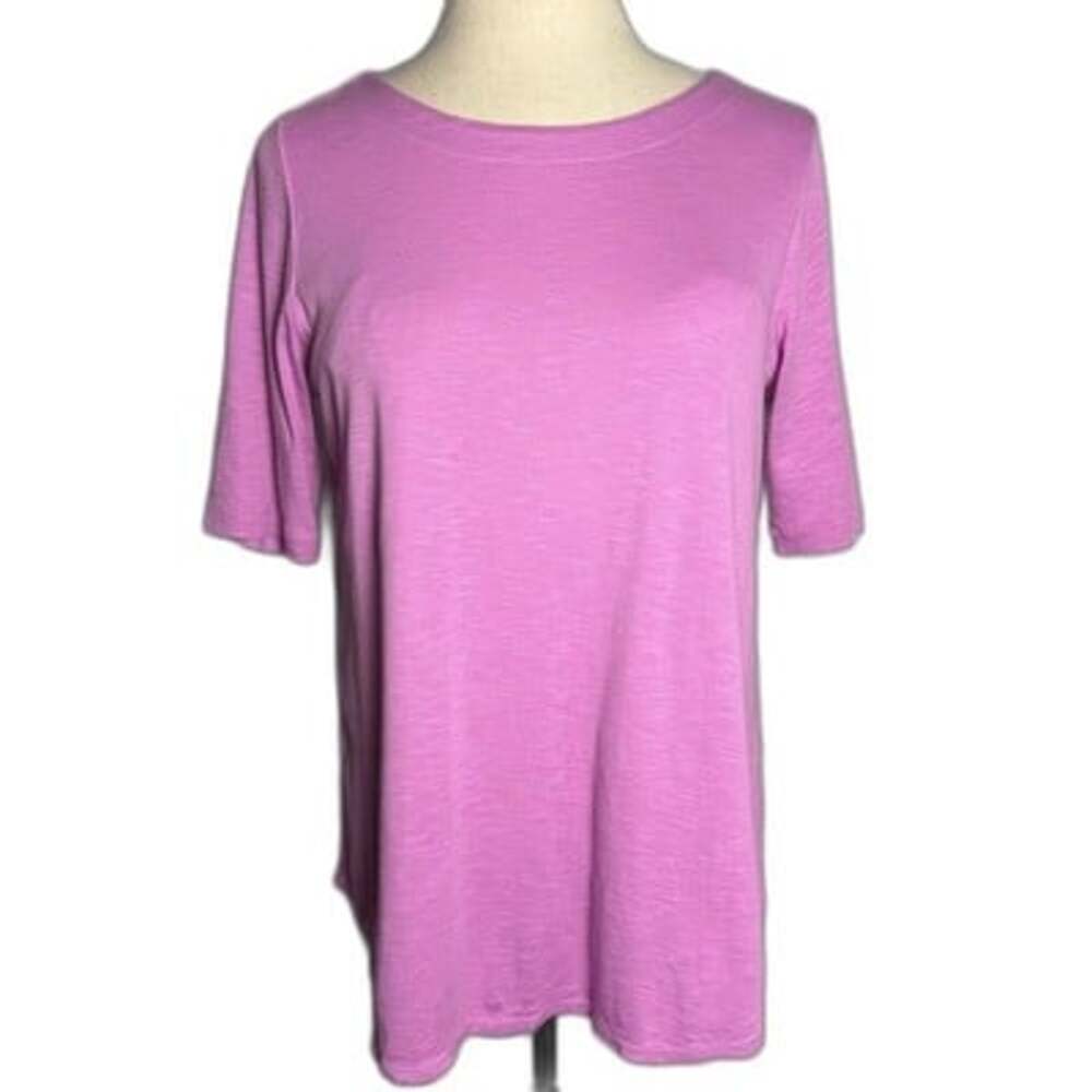 J. Jill Pima-Slub Elbow Sleeve Tee Sz Large TALL, Dusty Pink, Casual, Stretch